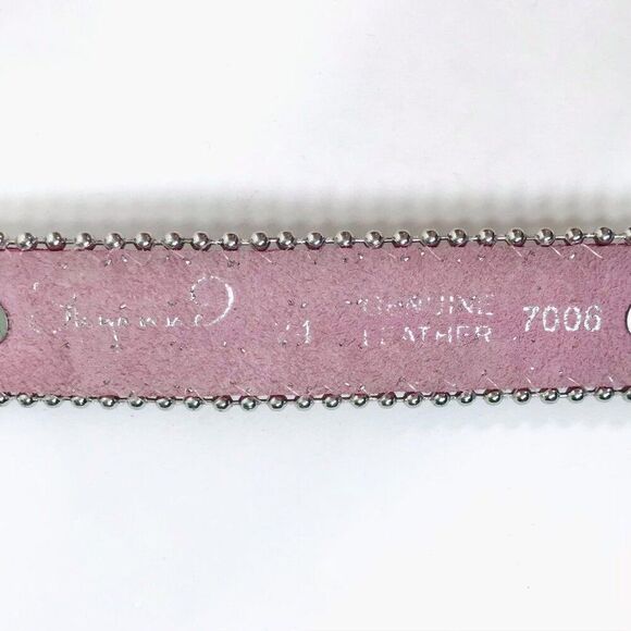 Vintage Y2K Pink Rock Grunge Leather Ranch Western Rhinestone Alligator Belt / S - Picture 7 of 8